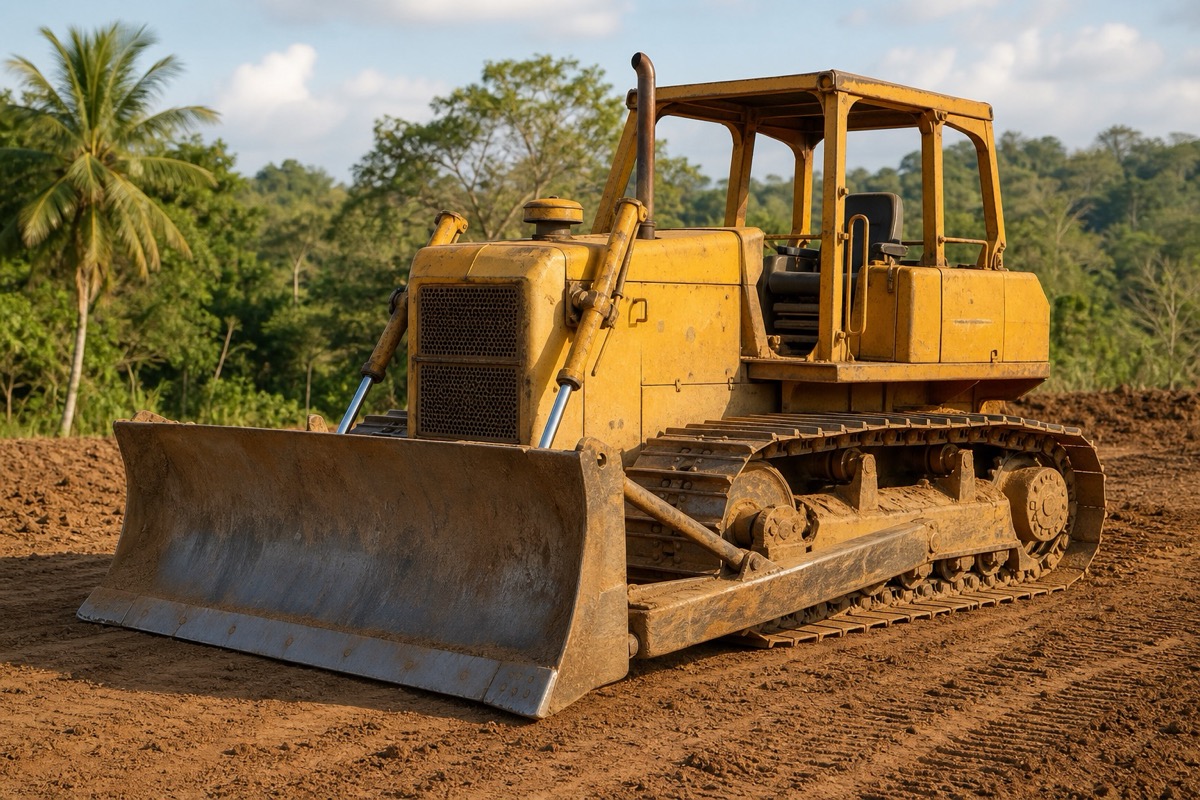 Tractor de oruga en obra